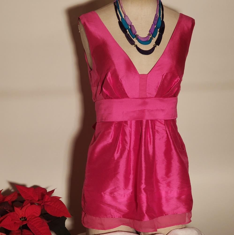Diane von Furstenberg Enna silk fuchsia top sz0